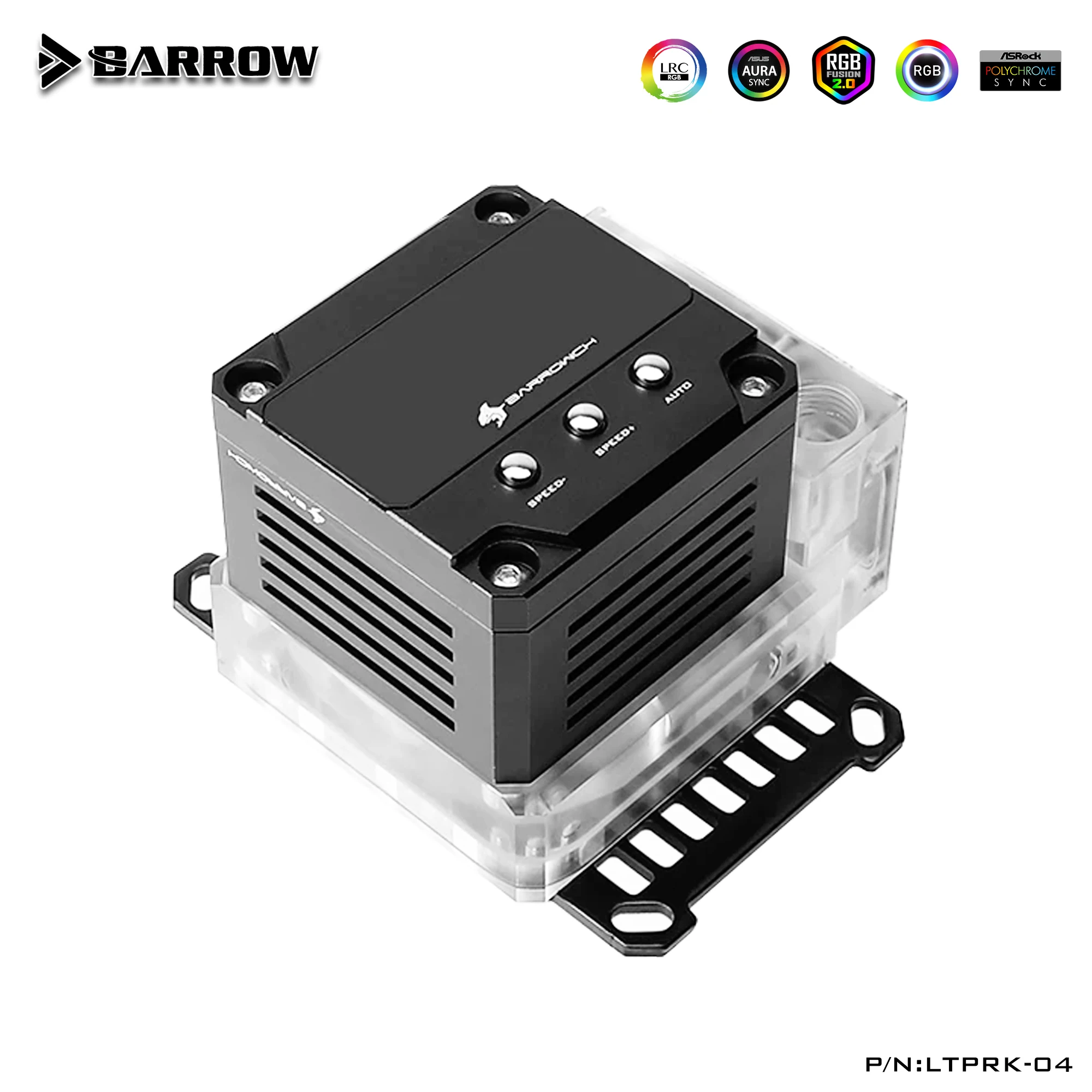 Barrowch CPU Water Cooling Block Pump Reservoir Three In One,17W PWM Intelligent Pump,OLED Digital Display,FBLTPRK-04I/LTPRK-04I