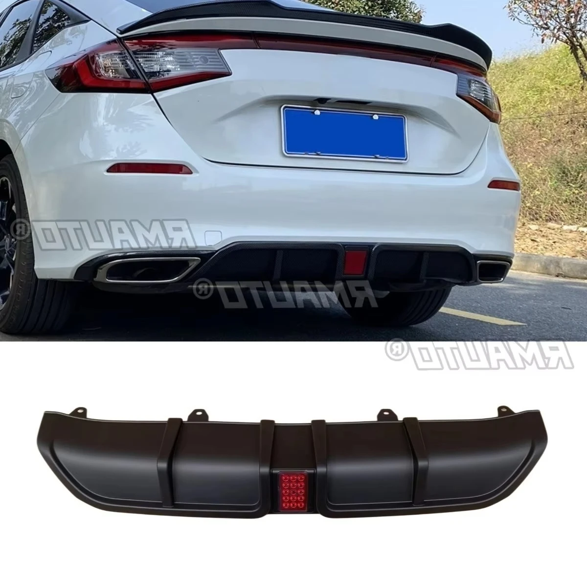 

Matte Black Car Rear Bumper Lip Diffuser Modification Bumper Guard Accessories For Honda Civic 11th gen Hatchback 2021-2024
