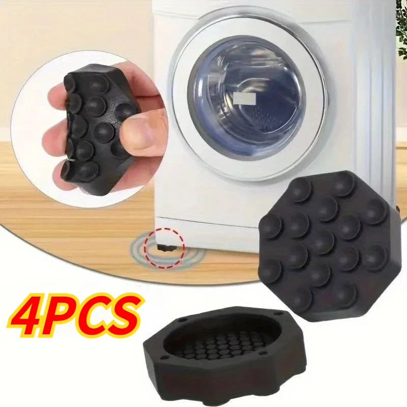 4 Pack Silicone Washing Machine Shock Absorption Pads Anti Slip Suction Cup Foot Mats for Furniture Noise Reduction Stabilizer