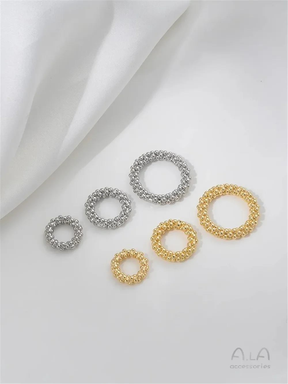 14K Copper Clad True Gold Ring Concave Convex Closed Ring Handmade Connection Ring Circle DIY Jewelry Hanging Ring Accessories