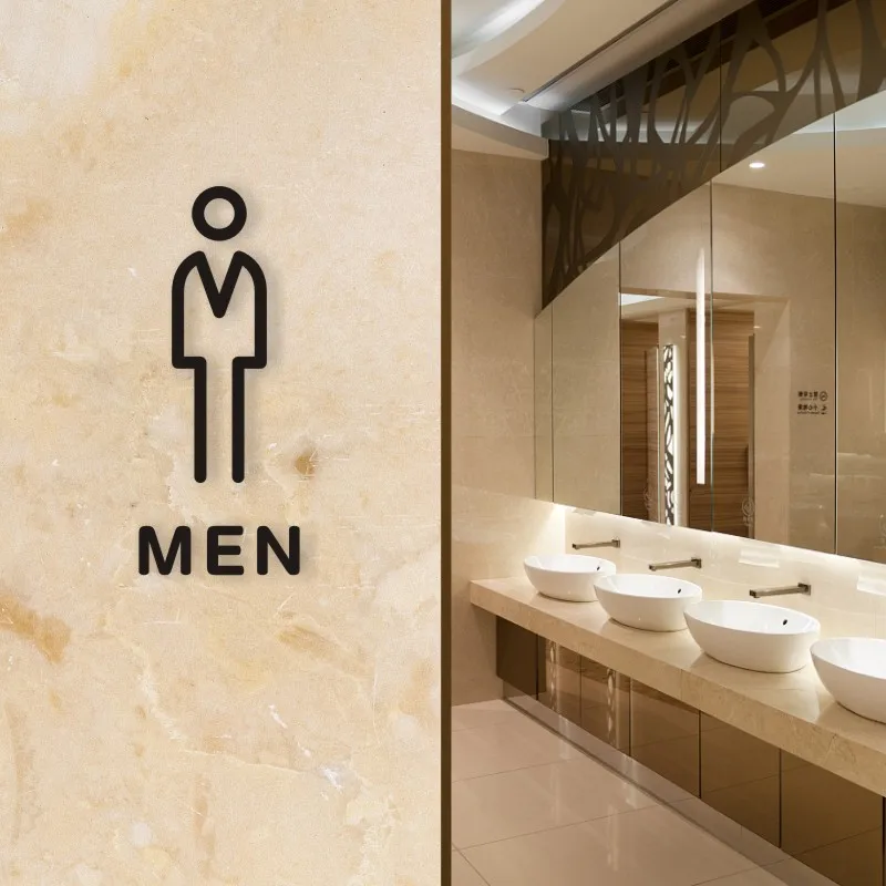 Nordic Silver Matte Toilet Sign Plate Acrylic 3D Wash Room Door Wall Label Sticker Wc Bathroom Signage Board Art Shop Home Decor