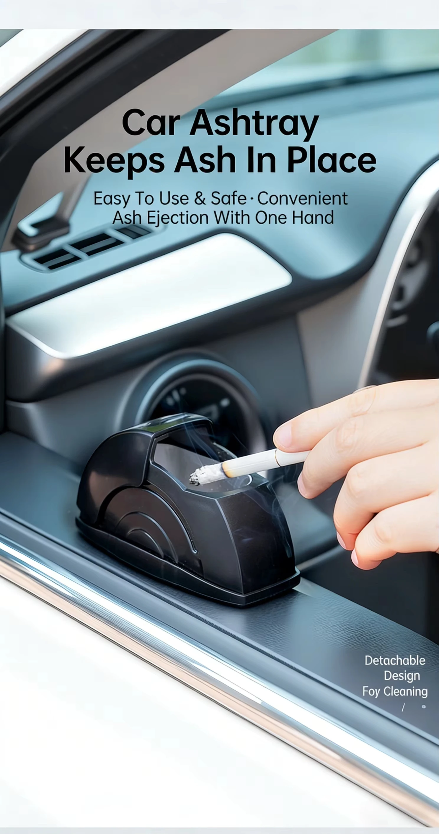 Cenicero de coche sin humo con tapa – Cenicero portátil para colgar en la puerta, mini basurero para coche y camión