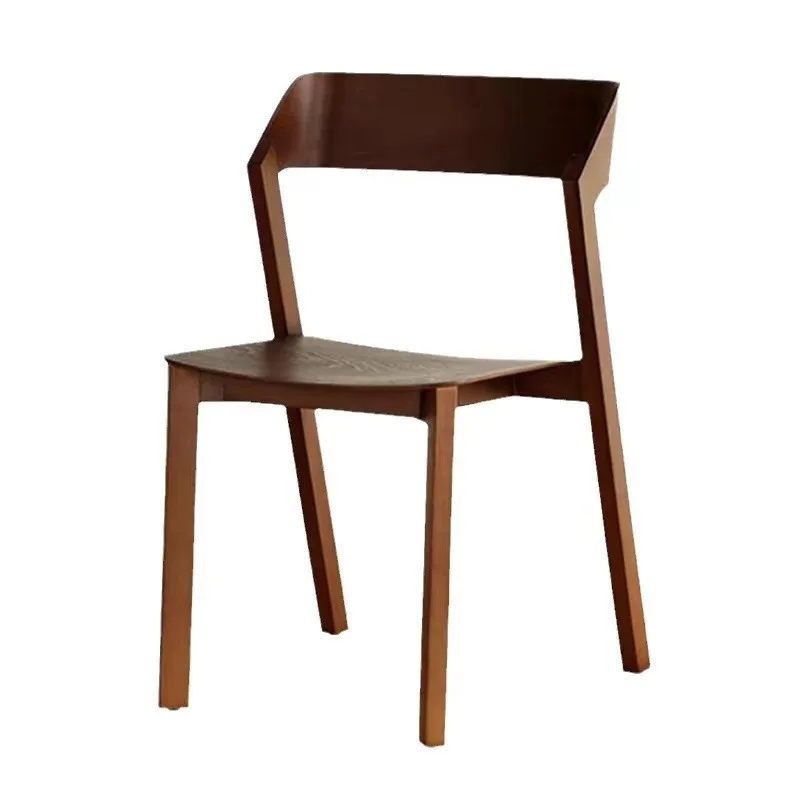 #¥Nordic Medieval Solid Wood Dining Chair Modern Simple Backrest Bedroom Makeup Chair Small Apartment Home Designer Chair