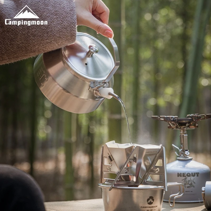 

CAMPINGMOON Посуда для кемпинга, чайник из нержавеющей стали 304, портативный чайник для кофе для пикника и улицы