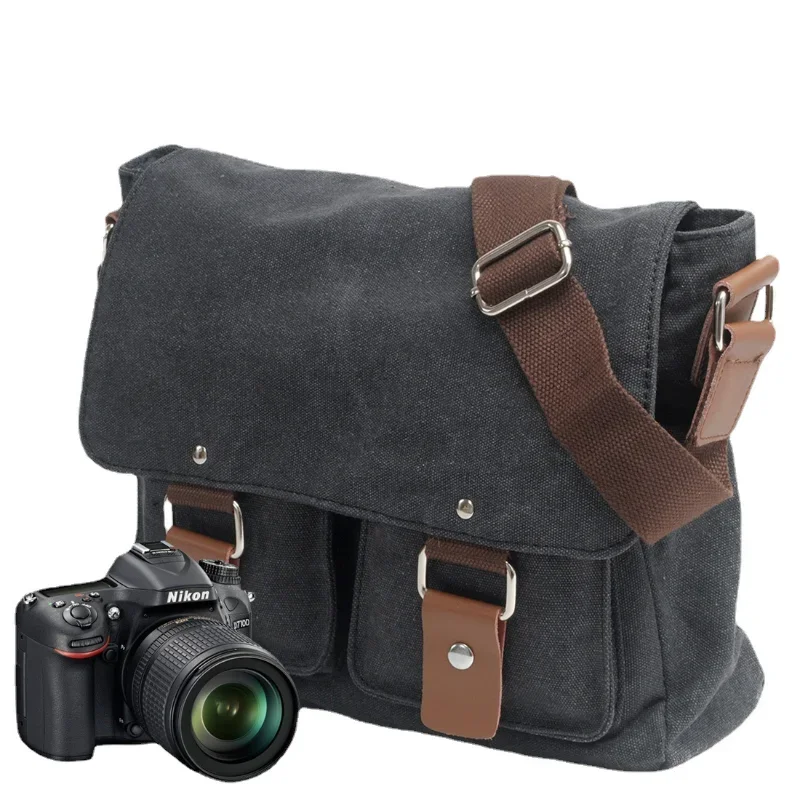 Casual Canvas Crossbody Bag Outdoor Photography Bag DSLR Camera Bag