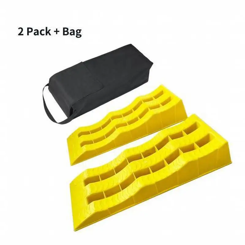 Car Leveling Ramps 2pcs Anti-Slip 3-Step Trailer Leveler Camper Leveling Blocks Uneven Ground Parking Tools Trailer Wheel Chocks