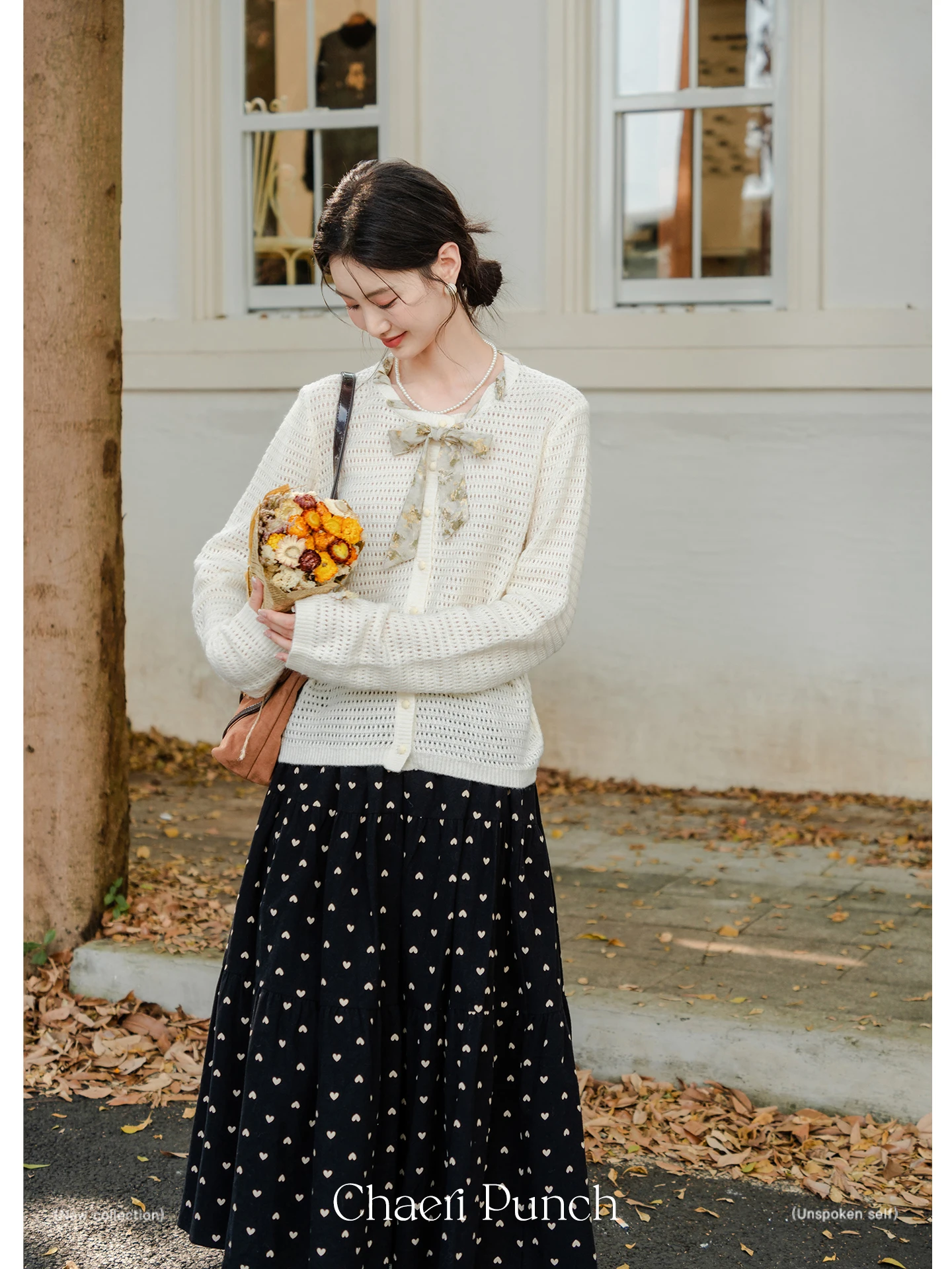 

Early Autumn Women's Knitted Long Sve Hollow out Sweater Open Cardigan French Sle Medium Softn A-Line Silhouette