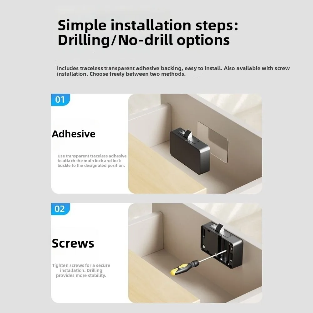 Non Perforated NFC Sensing Drawer Card Lock Invisible Design Card Swiping Invisible Smart Lock Double Opening Battery Display view 3