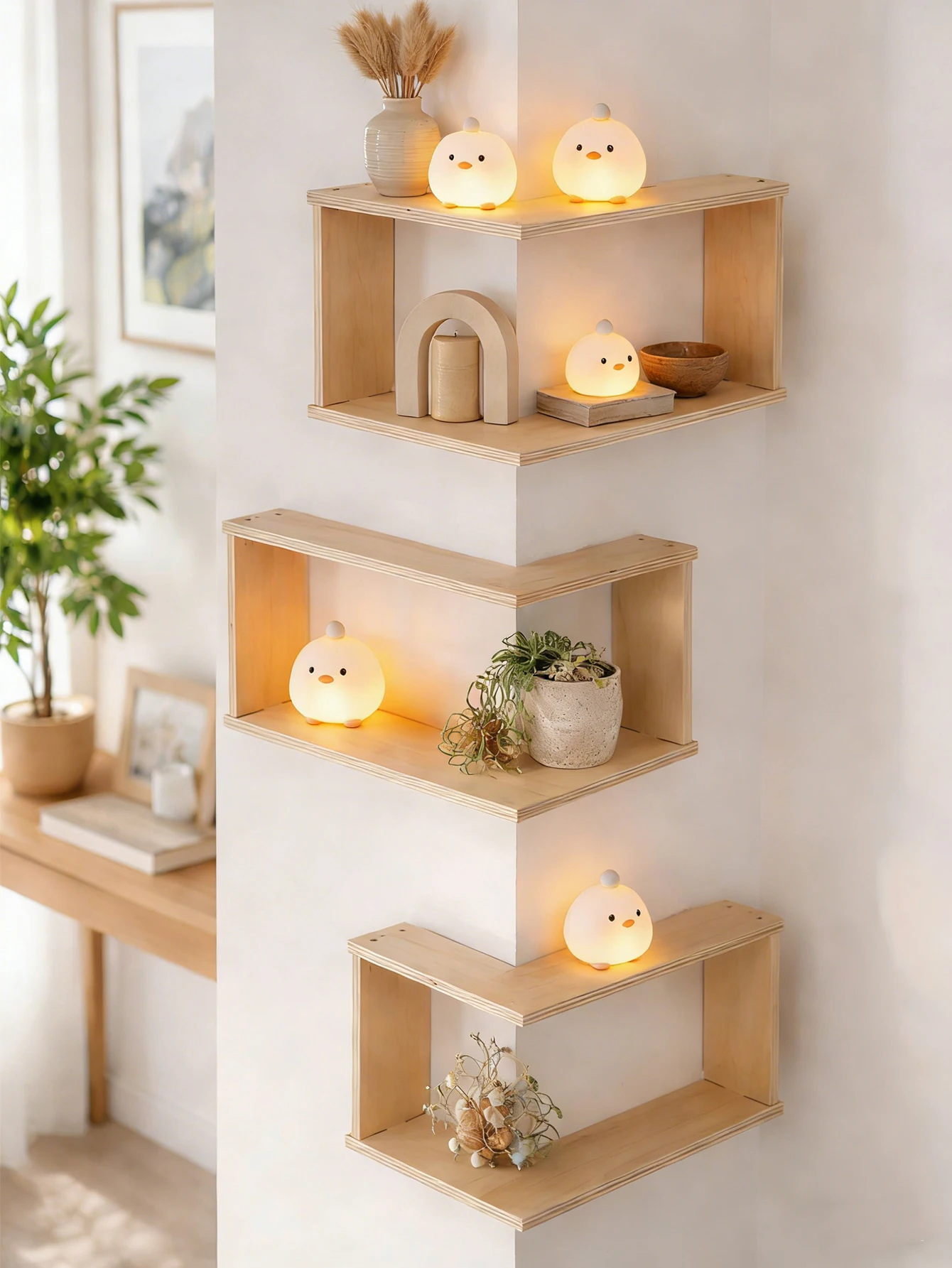 1 étagère murale flottante en bois pour le salon, la chambre à coucher, organisateur de maison pour l'affichage de plantes et d'objets décoratifs
