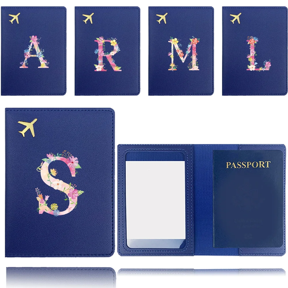 

Fashion Pu Passport Case Airplane Travel Passport Cover Business Passport Clip Credit Card Organizer Cover Pink Letter Pattern