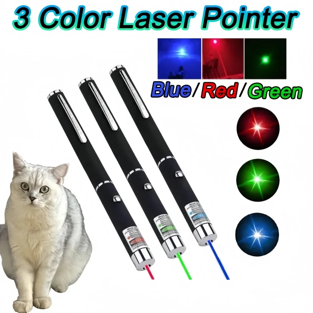 Image of Mini tragbarer LED-Grün-Rot-Laserpointer ohne Batterien, LED-Taschenlampe Laserstift Katzenspielzeug zum Kratzen und Spielen.