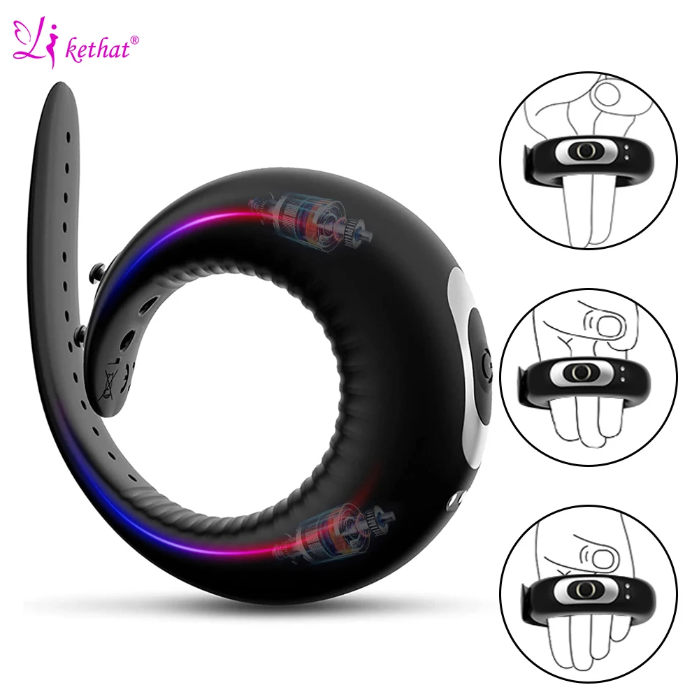 Vibrating Penis Rings Cock Ring with Adjustable Buckle Vibrator Sex Toys for Men Long Lasting Erection Penis Massager Cockring