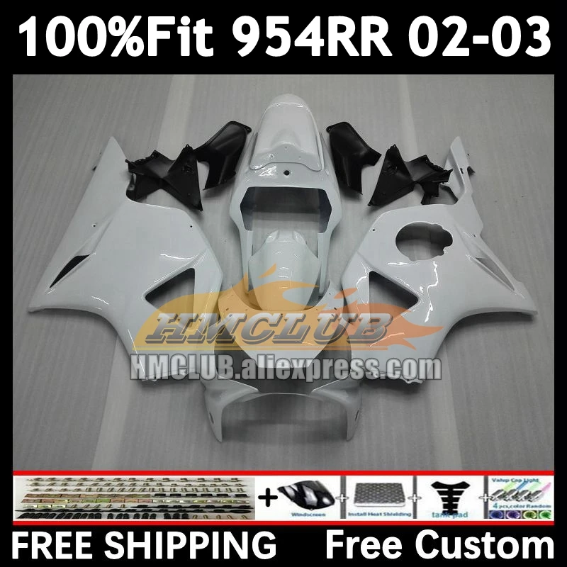 Injection Fairing For HONDA CBR900RR CBR 900 954 CBR900 CBR954 RR 92No.12 CBR gloss white 954RR 02 03 CBR954RR 2002 2003 Bodys