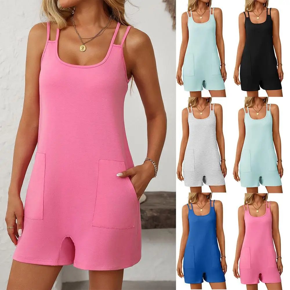 

Summer 2026 Loose Casual Pants Backless Outdoor Women's One-Piece Sleeveless Hot Girl Fashionable Lightweight Low Waist Shorts