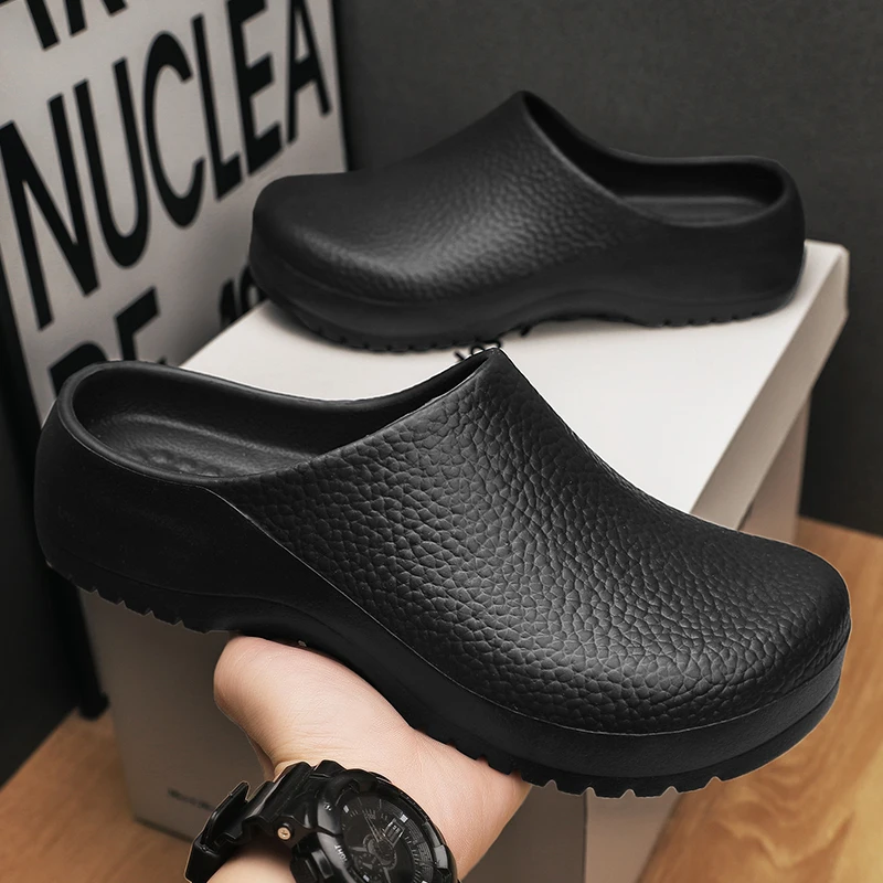 Slippers Men's Trendy Solid Non Slip On EVA Chef Shoes Kitchen Restaurant Work Shoe Comfy Durable For Man's Outdoor Activities