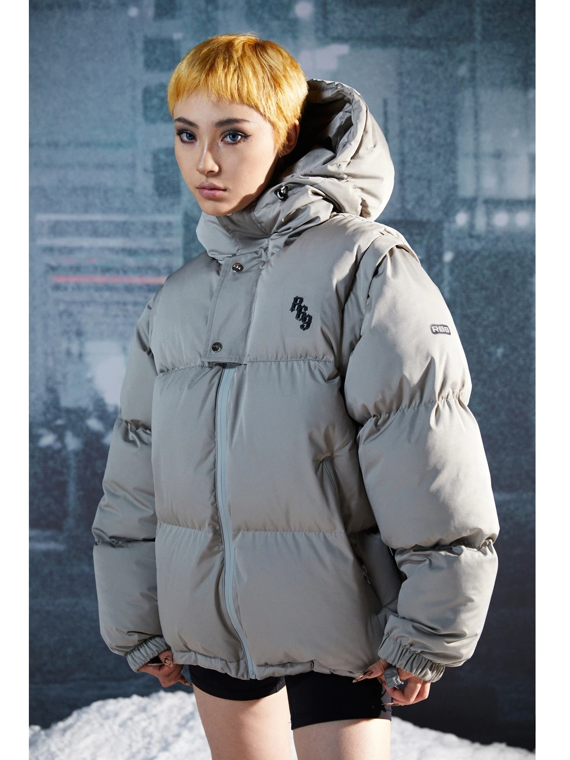 

Hip Hop Fashion Hooded Puffer Jacket Men's Loose Printing Couple's Parkas Streets Versatile Thick Cotton Winter Coat R69