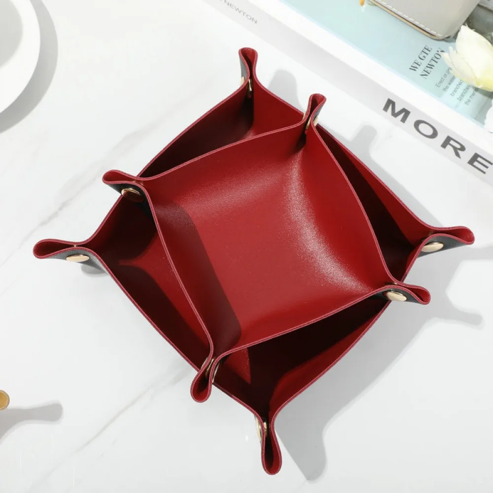 

2Pcs Nordic Style Leather Storage Tray Desktop Organizer For Key Jewelry Cosmetic Storage Box Folding Organizer Home Decoration
