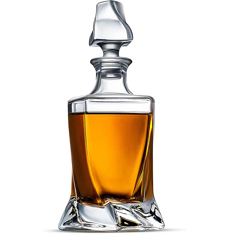 Premium 25 oz Whiskey Decanter for Liquor Scotch Bourbon Whiskey Decanter,Twisted Whiskey Decanter with Stopper,