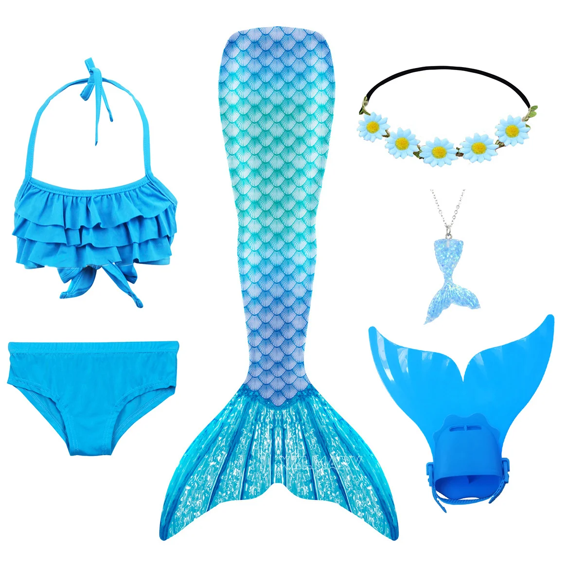 Girls Swimming Mermaid Tail Girl Ariel Mermaid Costume Cosplay Swimsuit Fantasy Swimwear Bikini Can Add Monofin Fin Halloween