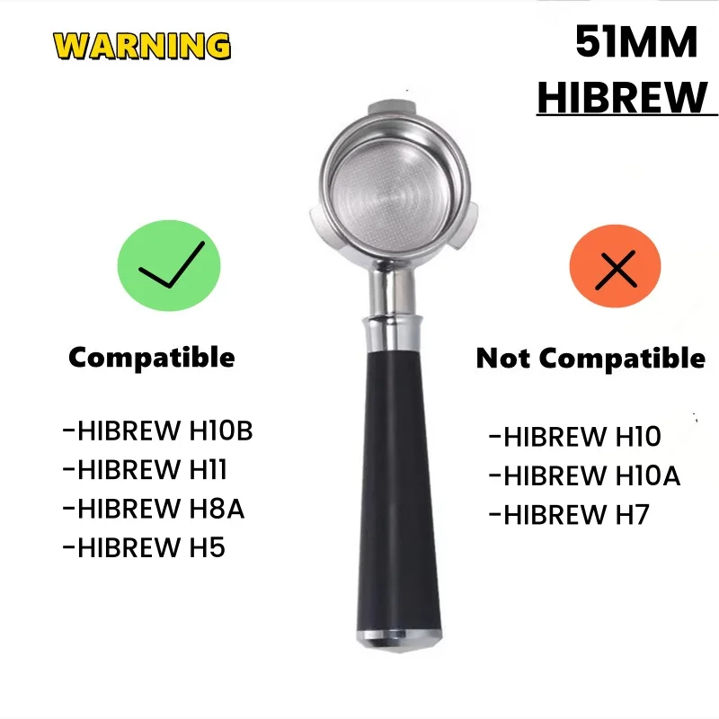 51mm Coffee Bottomless Portafilter Naked Filter For HiBREW H10B/H11/H8A/H5 Oster Cecotec Phico Brayer BR1101 Mr. Coffee Espresso
