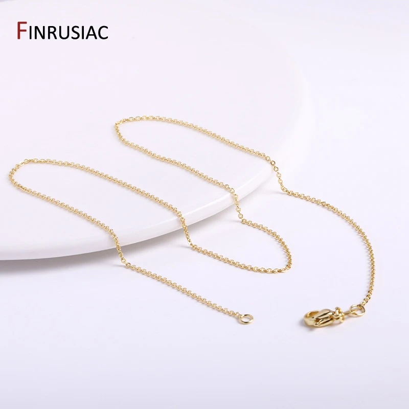 18K Gold Plated High Quality Brass Metal 45cm Chains Necklace 1.2mm/1.6mm Necklace Chains For Jewelry Making