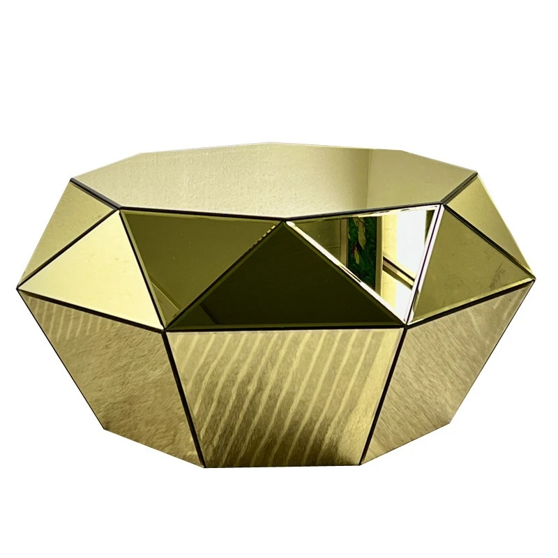 Mirror octagonal coffee table, corner table, glass entrance table, living room and study decoration