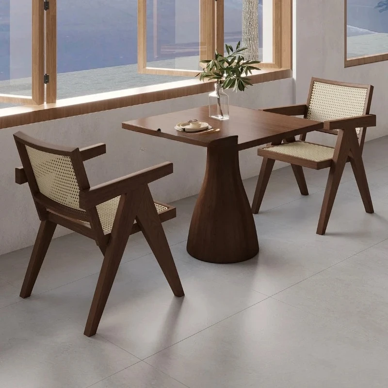 

XL all-solid wood square table high-end restaurant, commercial square table and chair combination for 2 people
