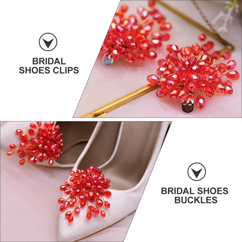 

2pcs Crystal Shoe Clips Decorative Rhinestones Detachable Bridal Buckles for Parties Weddings Daily Gatherings Shoe Rack