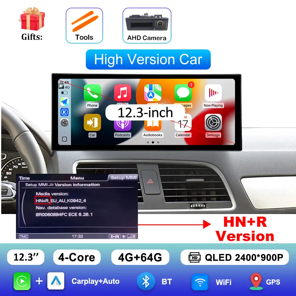 Draadloze Carplay 4G Android 16 voor Audi Q3 2013 - 2018 GPS Navigatie Auto Video Multimedia Speler WiFi BT DSP Stereo Auto Gereedschap