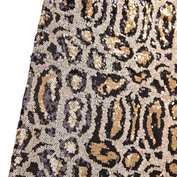 African Leopard Print Sequin Fabric, 3D Sequin Embroidered Fabric by the yard for Clothing Background Decor, 1yard x 130cm