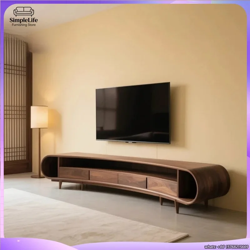 Vintage Brauner TV-Schrank aus Massivholz, Moderner Wohnzimmer-Mitteltisch, Eichen-TV-Ständer für Flachbildfernseher, Möbelstück