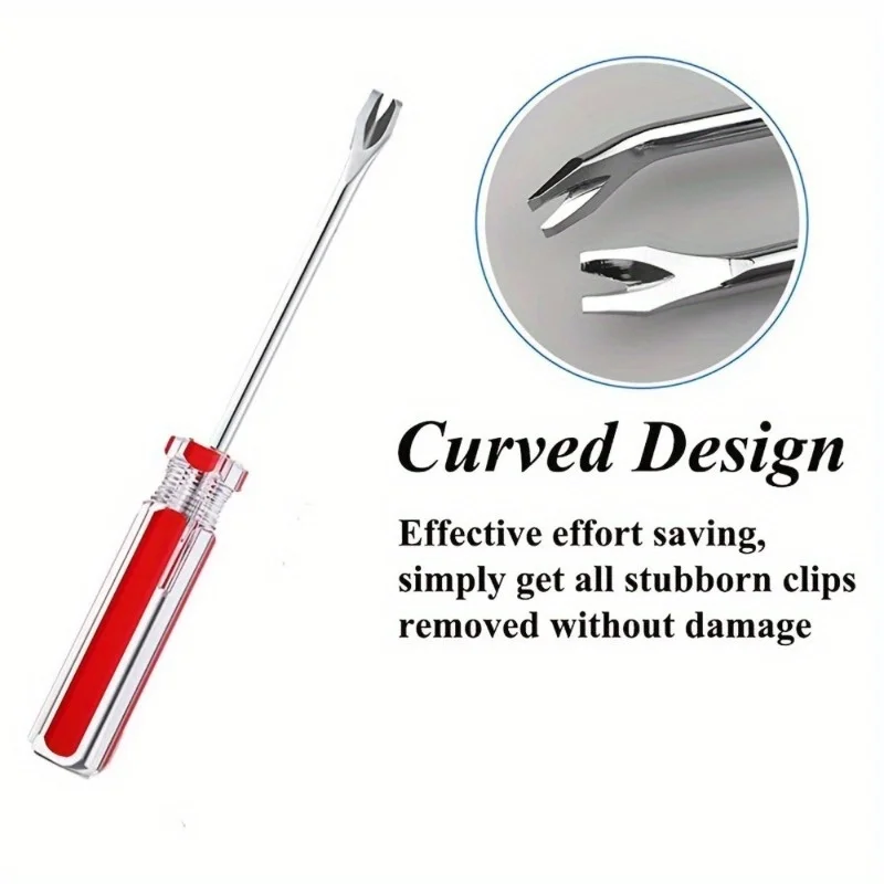 Upholstery Staple Remover Tool V-Tip Nail & Rivet Puller with Red Transparent Handle Metal Construction Furniture Tack Lifting