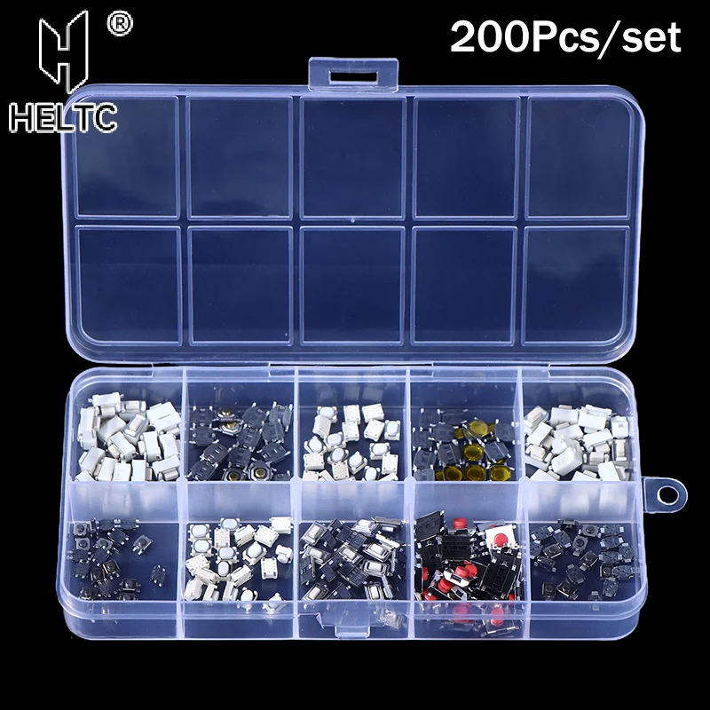 

200pcs 10 Types Durable Car Remote Control Tablet Actile Push Button Switch Car Keys Button Touch Microswitch With Box