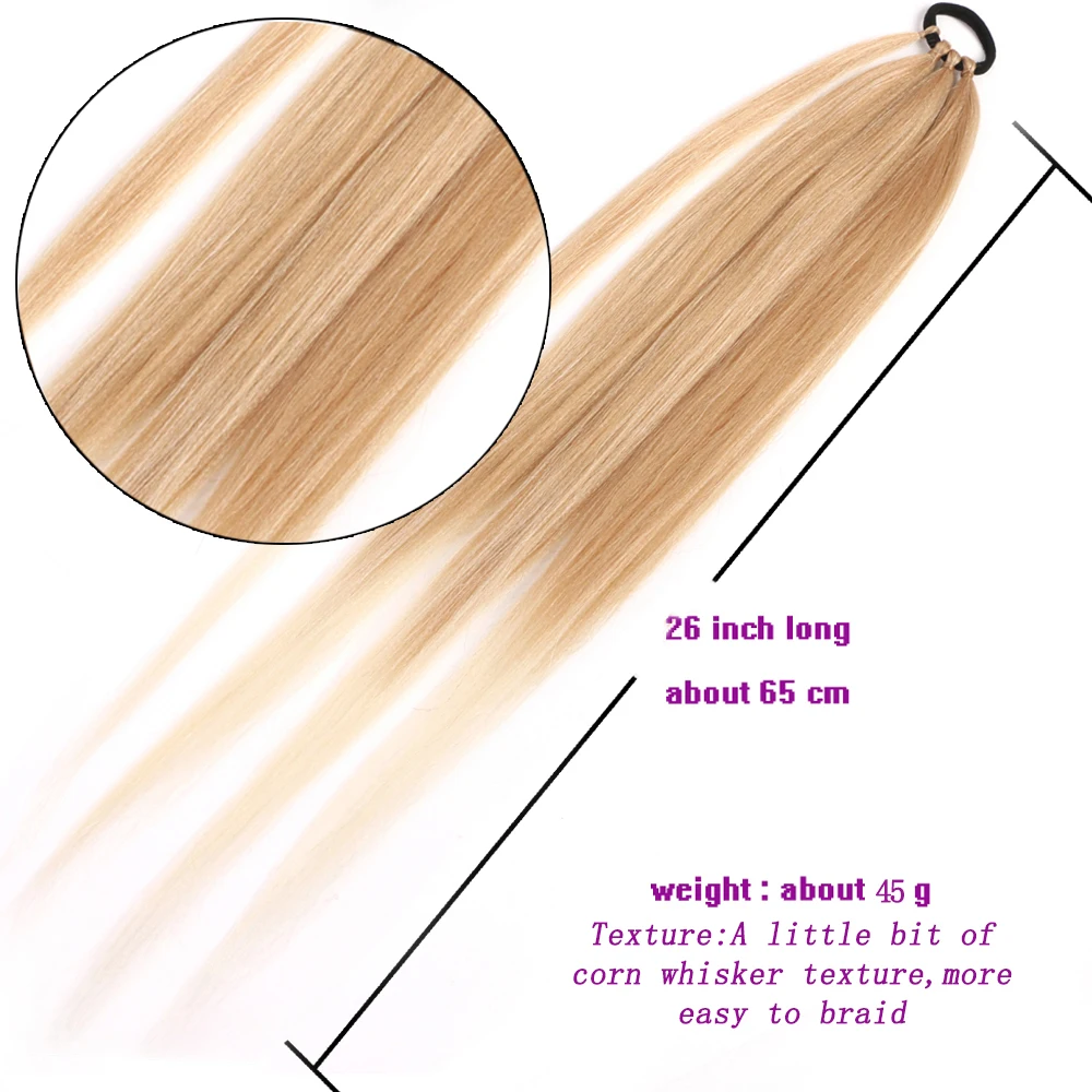 2 Stuks Paardenstaart Extensions Synthetische Boksen Vlechten Wikkelen Rond Staart Met Rubberen Band Haar Ring 26 Inch Bruin Ombre Vlecht Diy