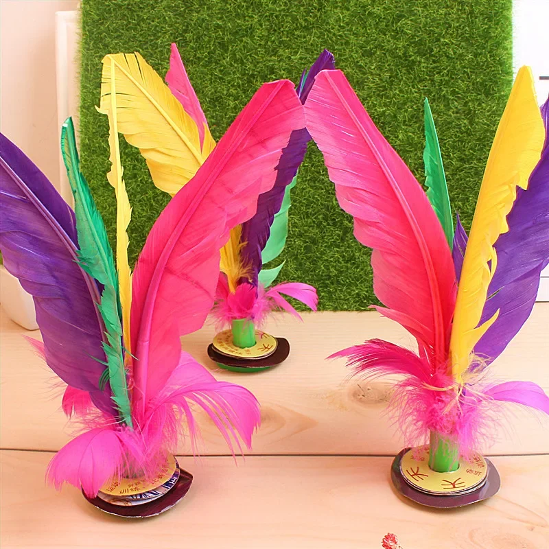 1pc China Traditional Jian Zi Balls Kick Shuttlecock Colorful Feathers Kick Shuttlecock for Outdoor Sports Physical Exercise