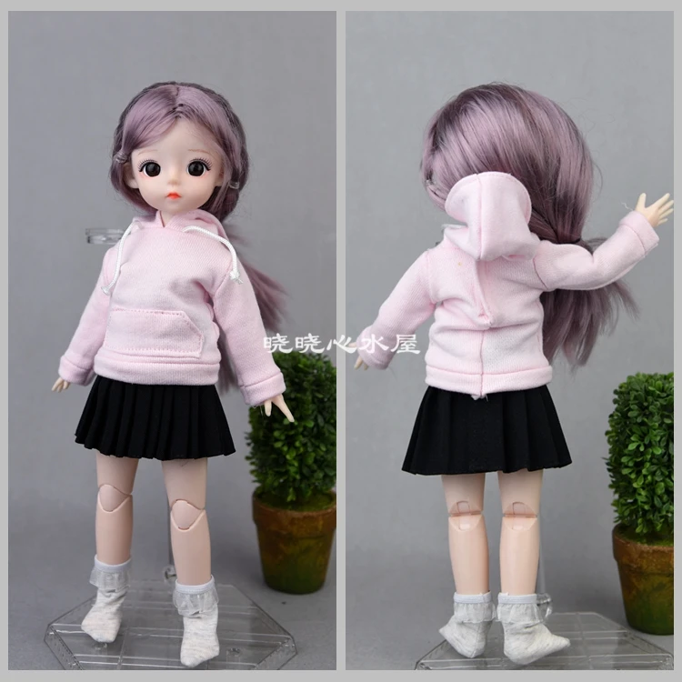 1/6 Gaun Boneka BJD/Rok Grid Hoodie untuk 30Cm Barbie Xinyi Fr2 Blythe Boneka Tentara/Pakaian untuk Boneka Gemuk