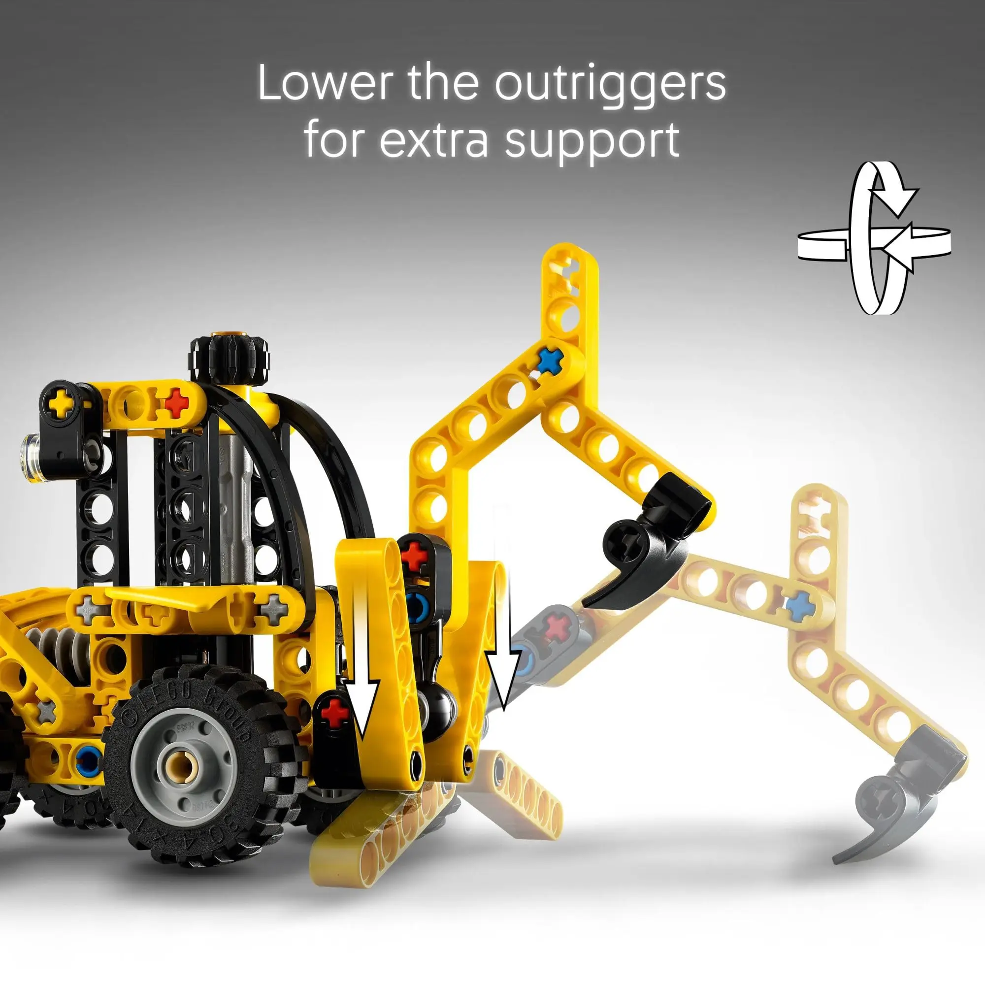 LEGO Technic Retroescavadeira Conjunto de brinquedos de construção de brinquedos para escavadeira, colher e estabilizadores utilizáveis 42197 104 peças