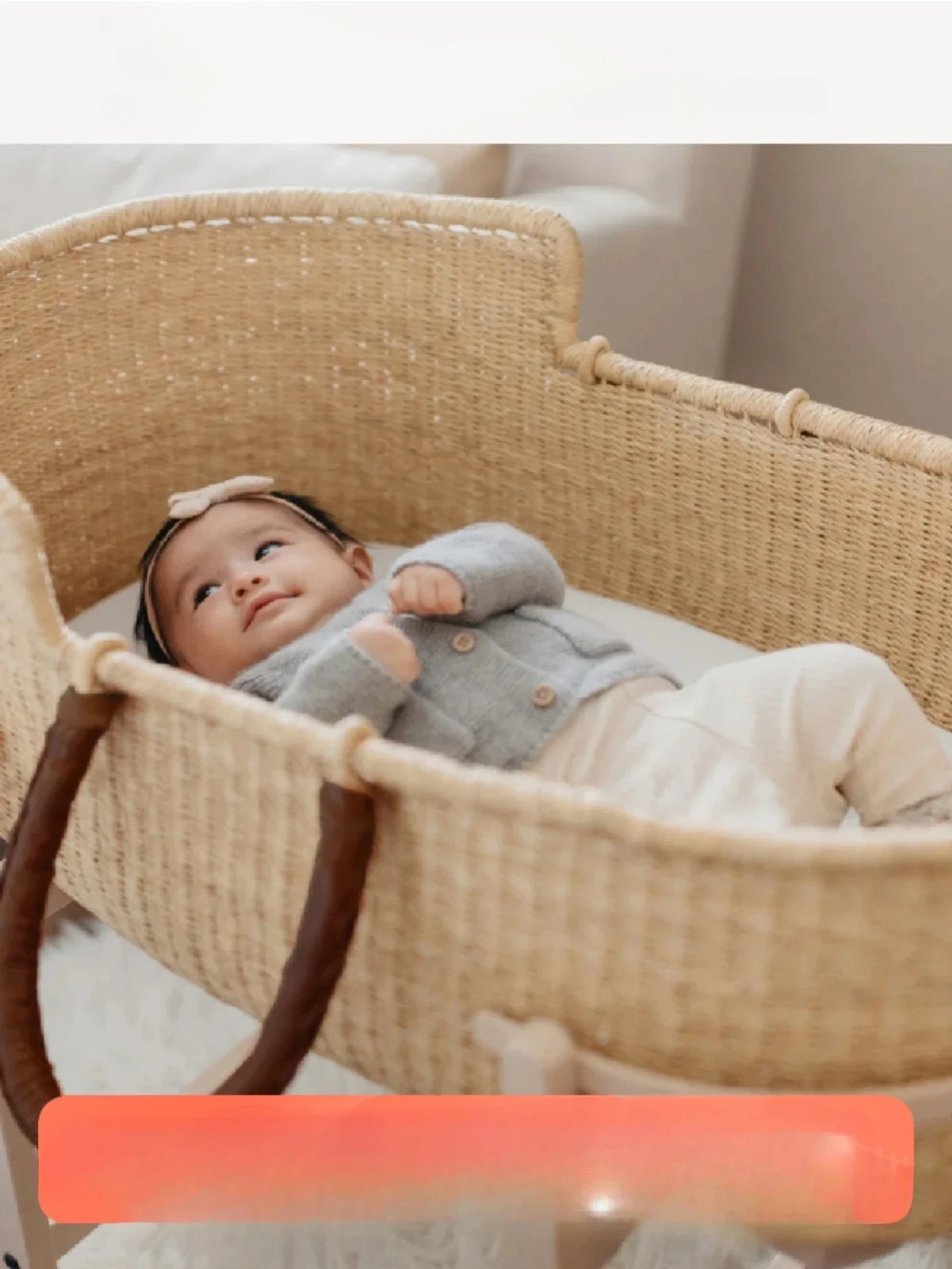 Africa imported handmade Ghana straw crib  sleeping basket portable hand basket