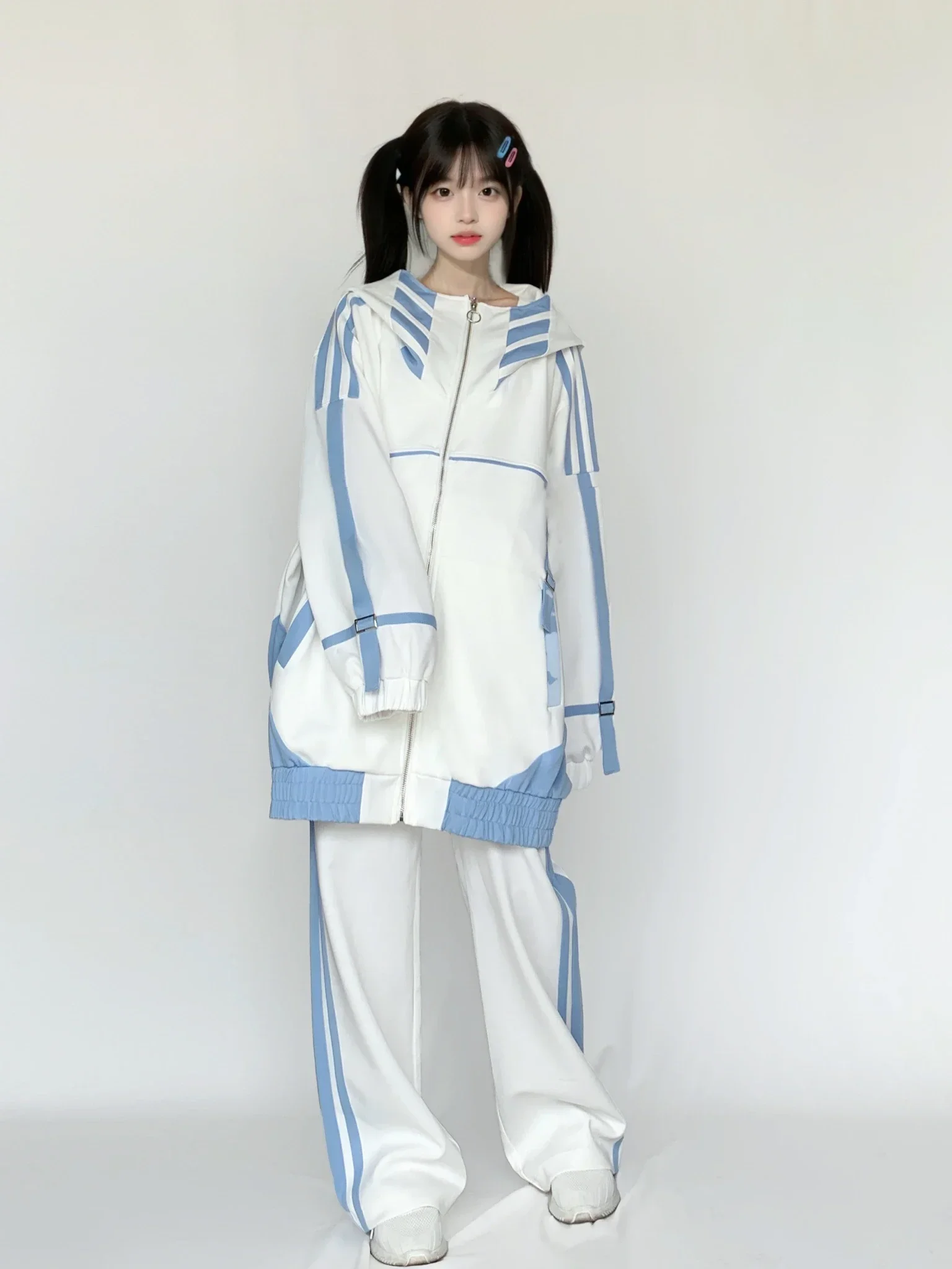 Women's 2023 New Autumn Fashion Two-Piece Sets Long Sleeve Contrast Color Hooded Tops Casual Loose Pants Comfort Pant Sets