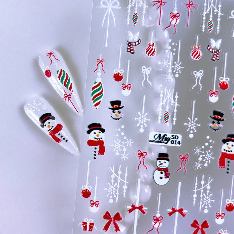 1 قطعة عيد الميلاد مسمار الفن ملصق ميا سلسلة تنقش الكرتون مهرج ثلج الرنة الفرنسية نصائح مناسبة لأي شكل مسمار