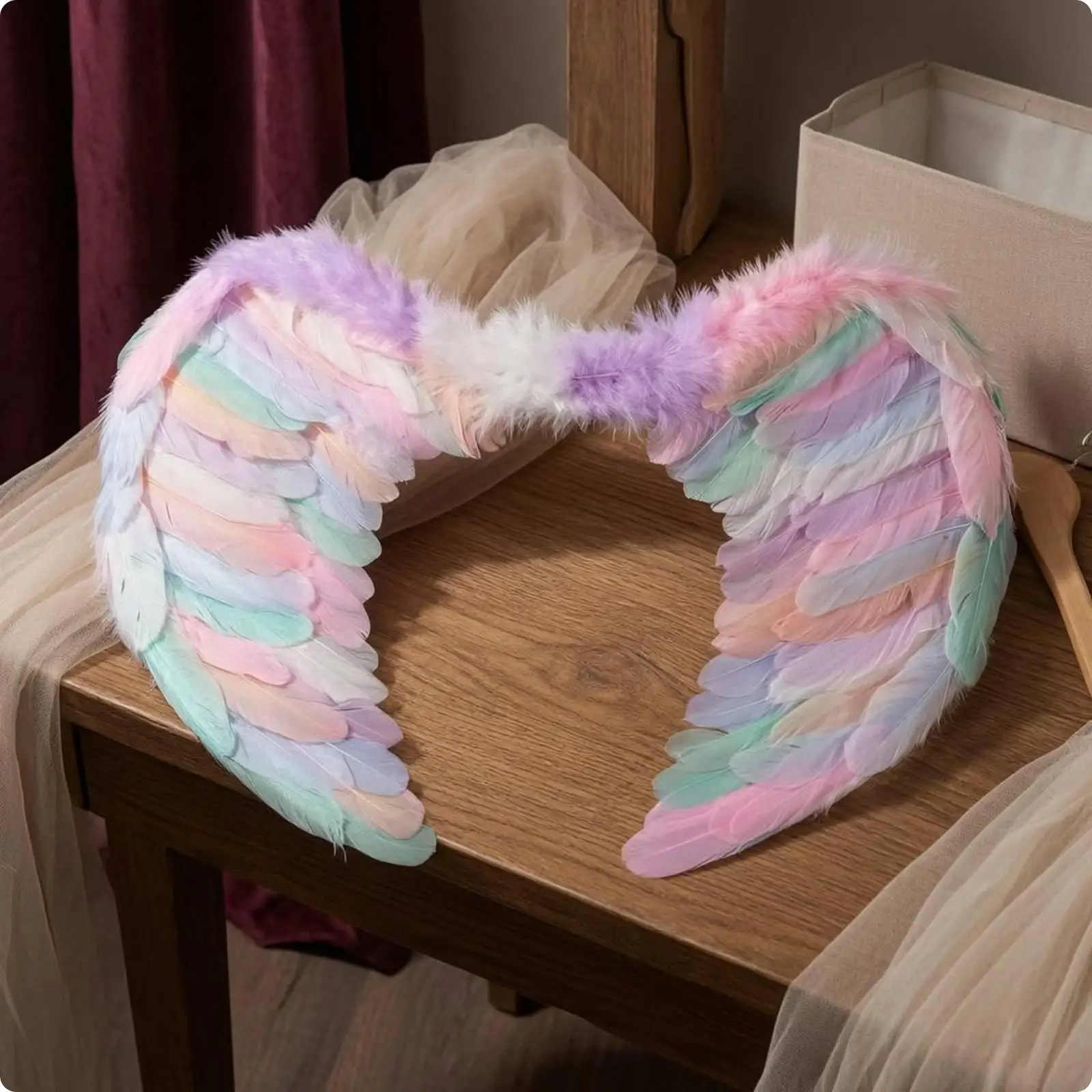Feather Angel Goose Feathers Angel Feather Handmade Fairy-Tale Horse Headband Set