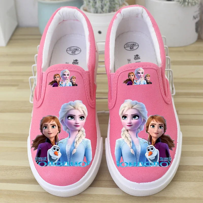 Disney children\'s shoes canvas girls frozen elsa sneakers spring summer low top sneakers board single casual shoes