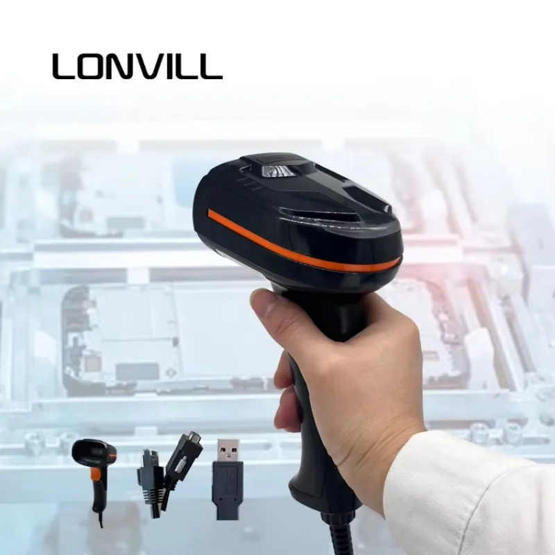 Pemindai Kode Batang Industri USB LONVILL Ethernet Wired Data Matrix Handheld