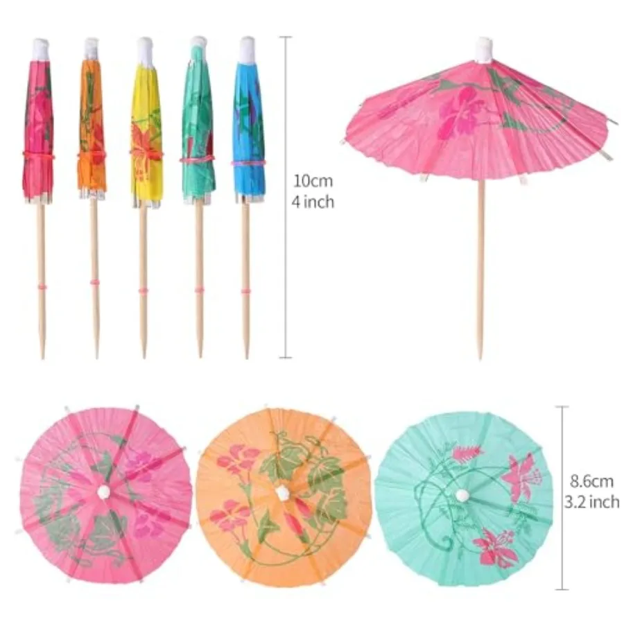 [100 PCS] Drink Umbrellas Cocktail Picks - Cocktail Umbrellas for Drinks, Mini Paper Umbrella Cocktail Toothpicks for Tropical
