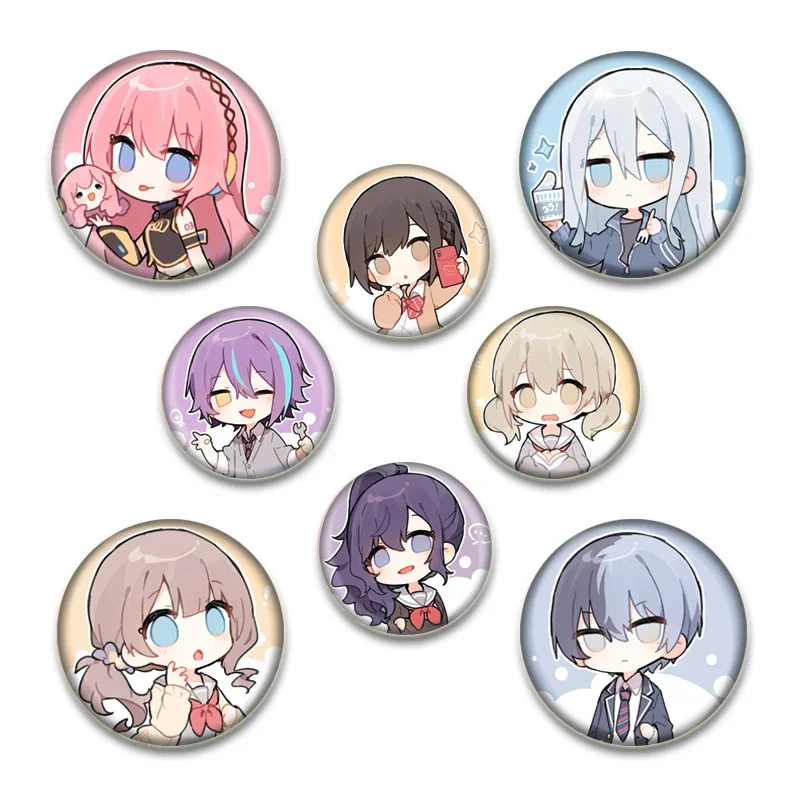 58/44/32MM Anime Project SEKAI Cartoon Character Lapel Pins Creative Round Brooches Badge for Backpack Accessories Gifts