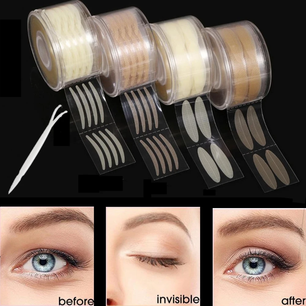 600/240pcs Eyelid Tape Eye Lift Double Eyelid Sticker Clear Beige Color Invisible Fold Eyelid Stripe Big Eyes Makeup Beauty Tool