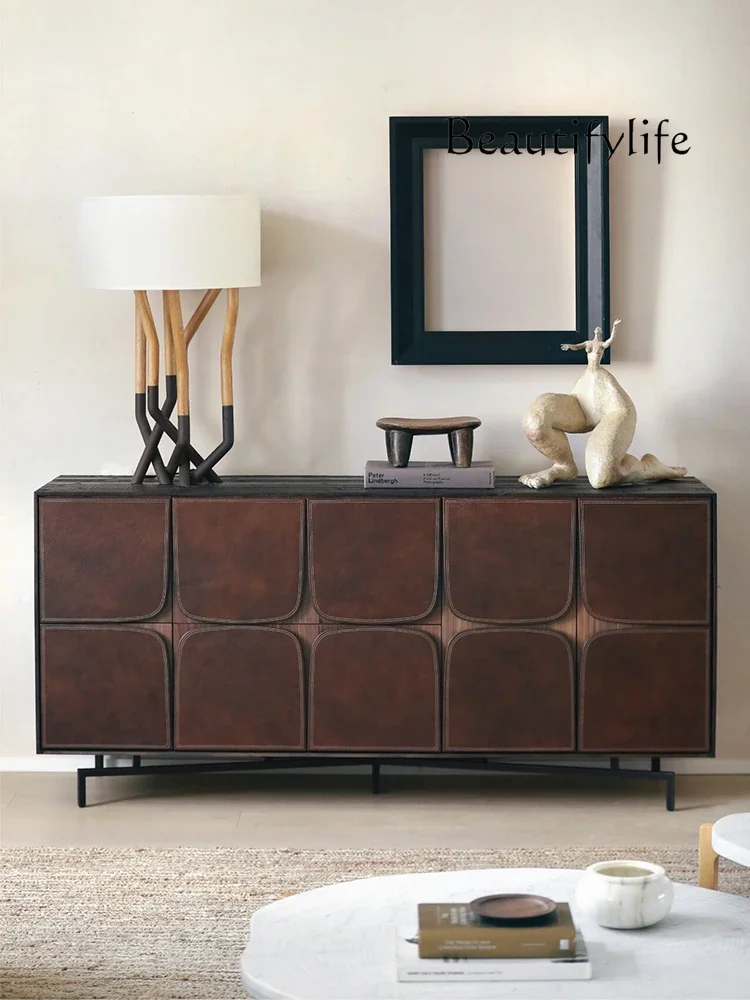 

French Style Solid Wood Dining Side Italian Retro Spade Hu Color Tea Cabinet Bedroom Living Room Locker