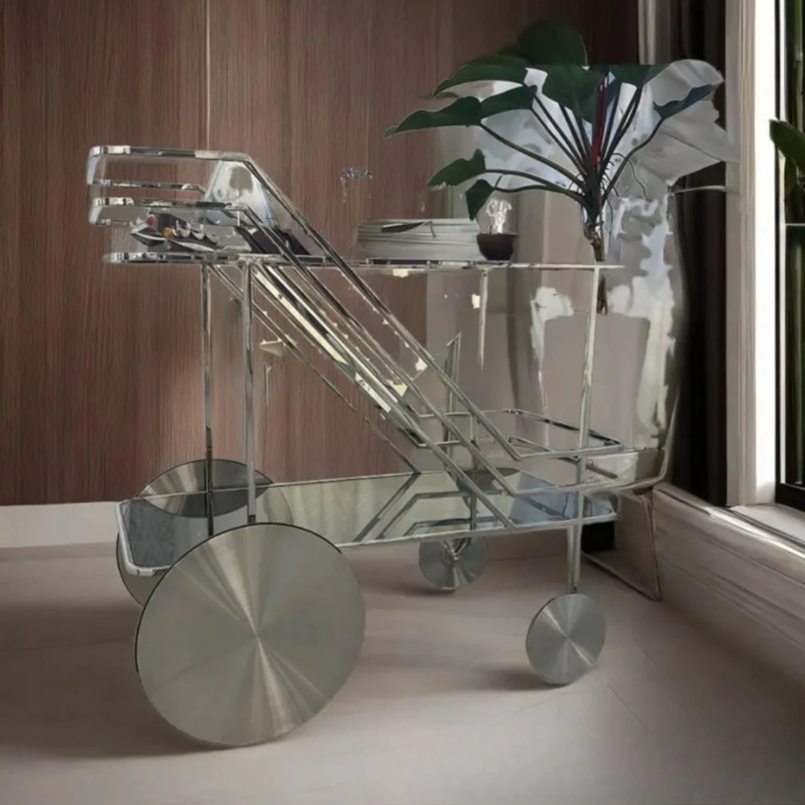#European commercial high-end dining cart trolley bar restaurant wine trolley food delivery cart storage trolley