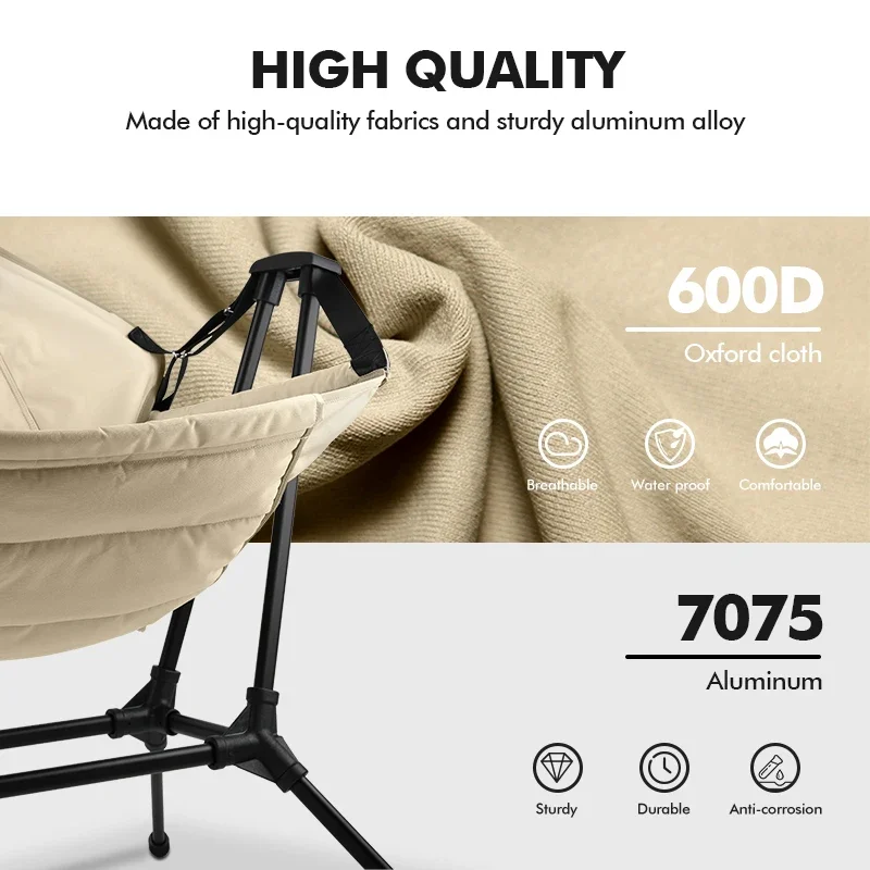 KingGear New arriver Outdoor Portable Camping Rock Chair Camping folding Rocking Chair for Adults