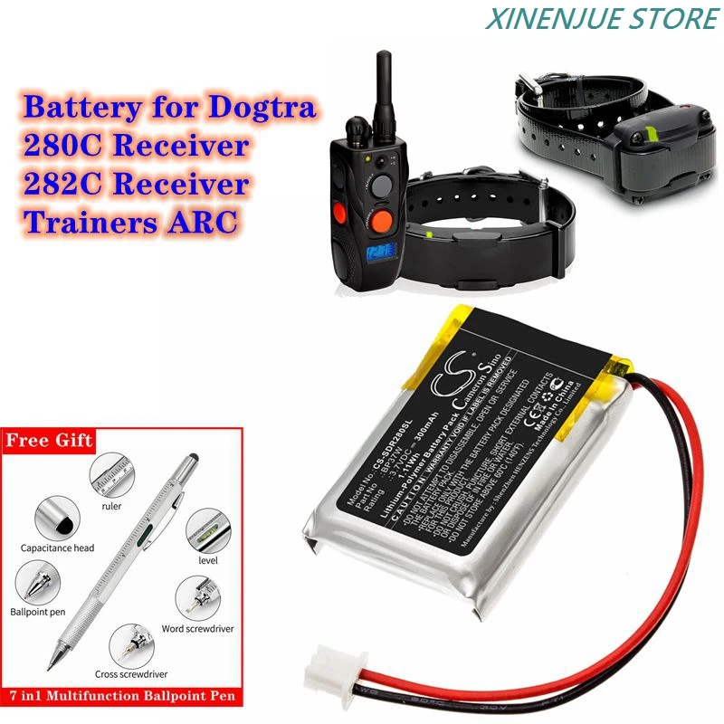 Batería para collar de perro 3,7 V/300 mAh BP74T2 para BP37W para Dogtra 280C, receptor 282C, arco de entrenadores